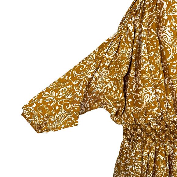 eShakti Wayward Fancies Sz 2X Floral V Neck Smocked Midi Dress Cottagecore Boho - Picture 7 of 14